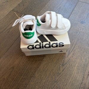 Adidas Kids White Sneakers with Green Detail